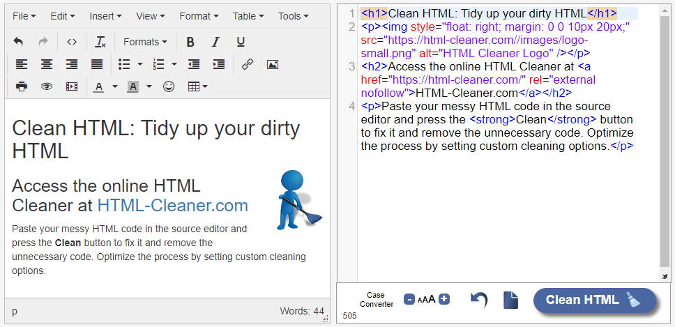clean html